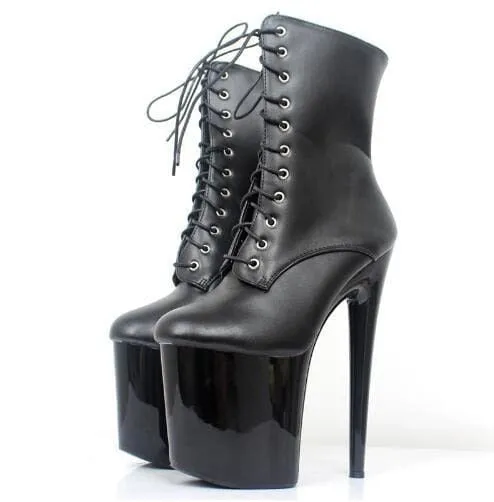 20CM Extreme High Heels Lace Up Pole Dancing Ankle Boots