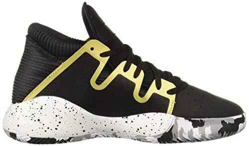 adidas Unisex Pro Vision Basketball Shoe, Black/White/Gold Metallic, 7 M US Big Kid