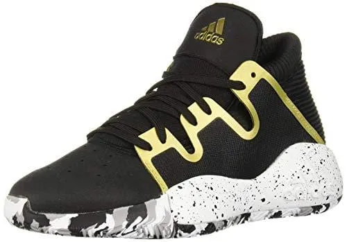 adidas Unisex Pro Vision Basketball Shoe, Black/White/Gold Metallic, 7 M US Big Kid