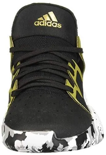 adidas Unisex Pro Vision Basketball Shoe, Black/White/Gold Metallic, 7 M US Big Kid