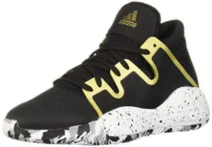 adidas Unisex Pro Vision Basketball Shoe, Black/White/Gold Metallic, 7 M US Big Kid