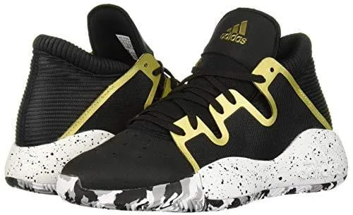 adidas Unisex Pro Vision Basketball Shoe, Black/White/Gold Metallic, 7 M US Big Kid