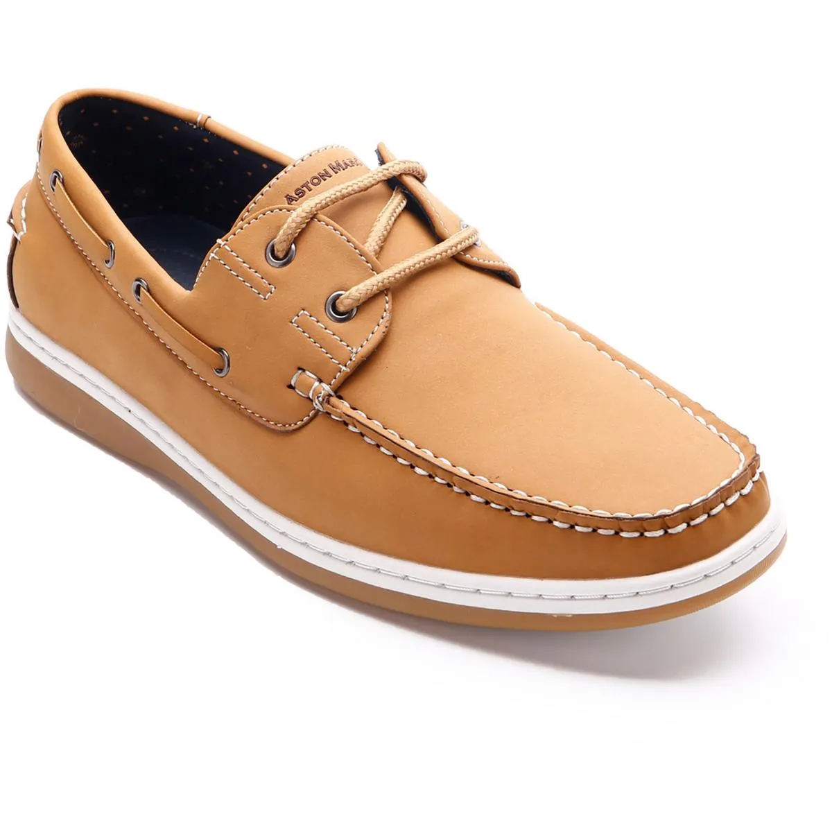 Aston Marc Mens Sail-01 Faux Suede Round Toe Boat Shoes