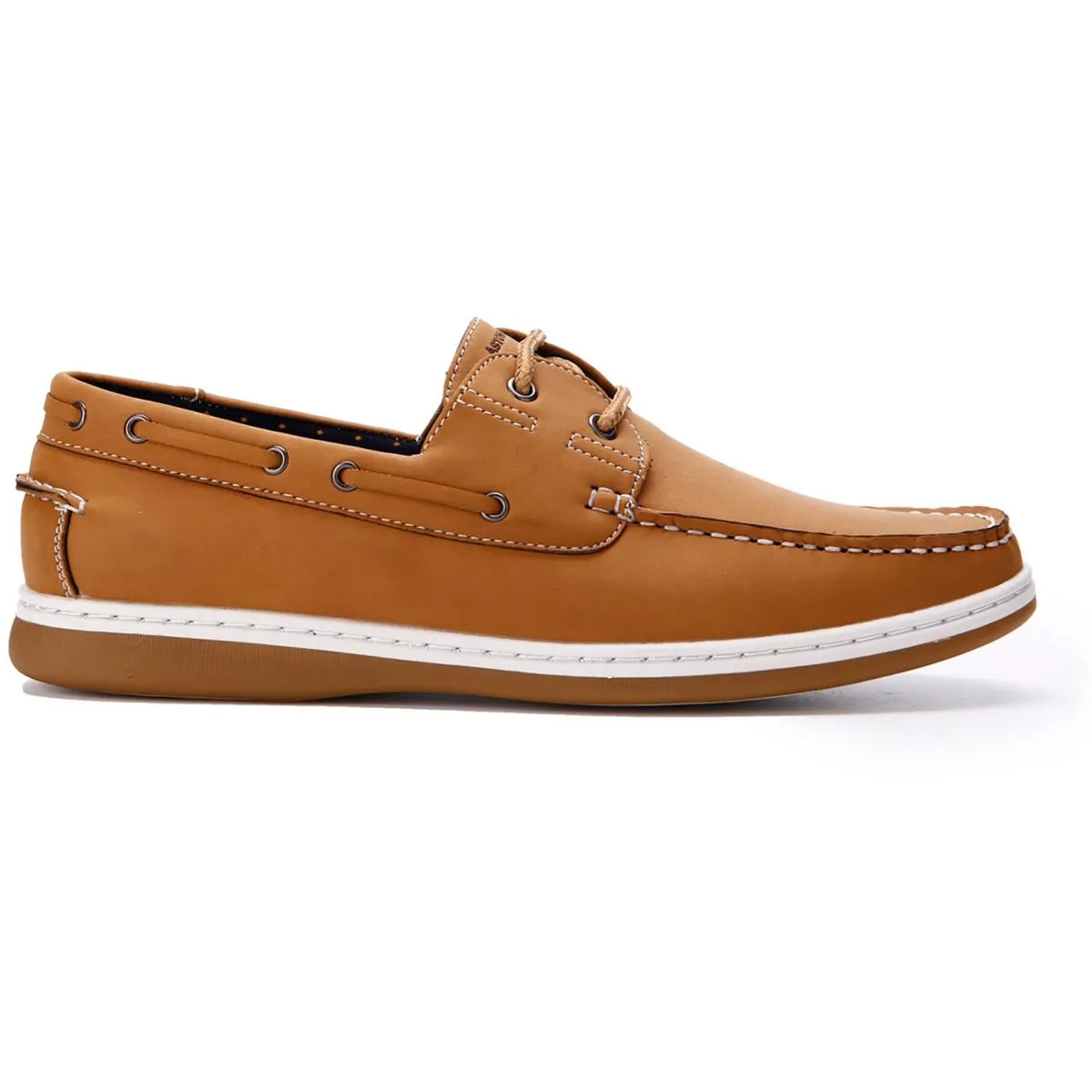 Aston Marc Mens Sail-01 Faux Suede Round Toe Boat Shoes