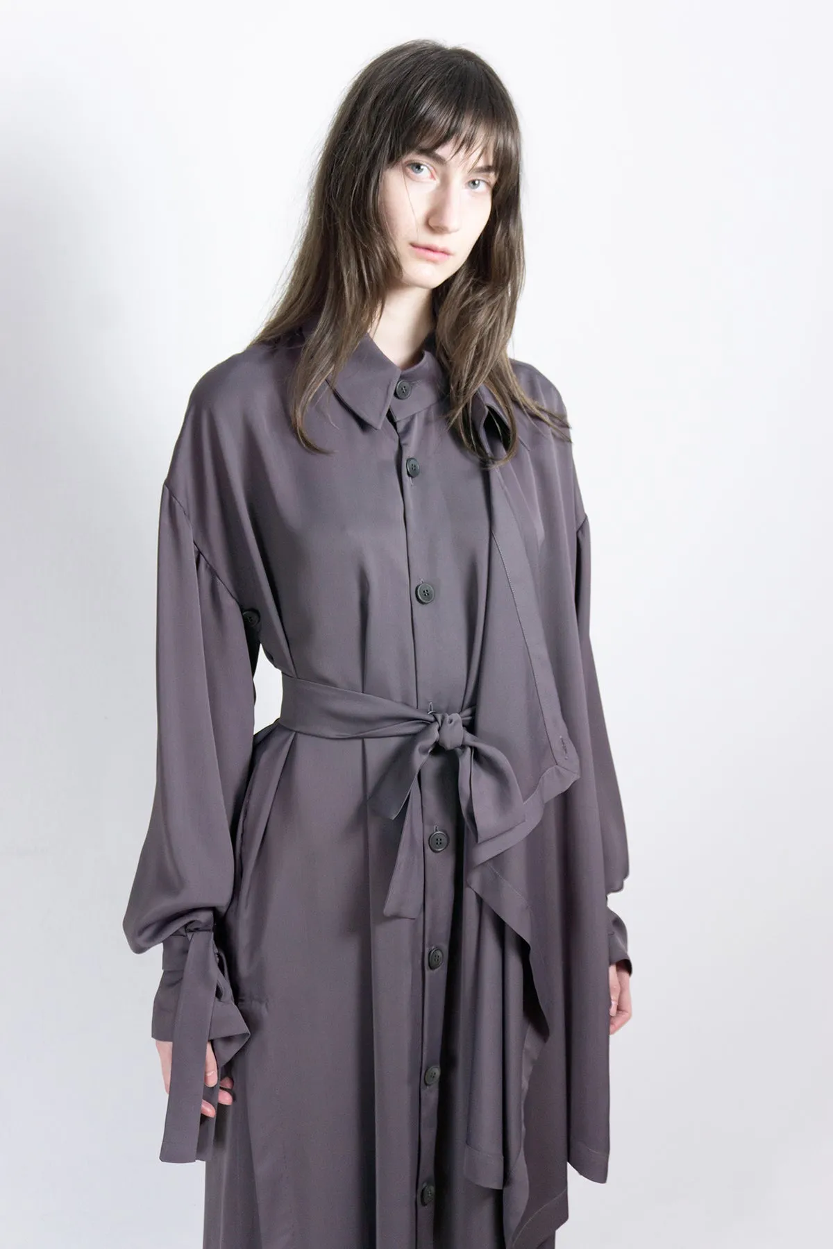 Asymmetric cupro coat