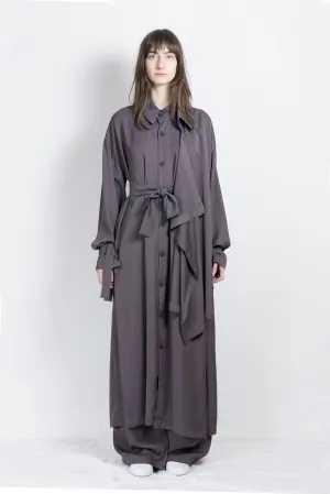 Asymmetric cupro coat
