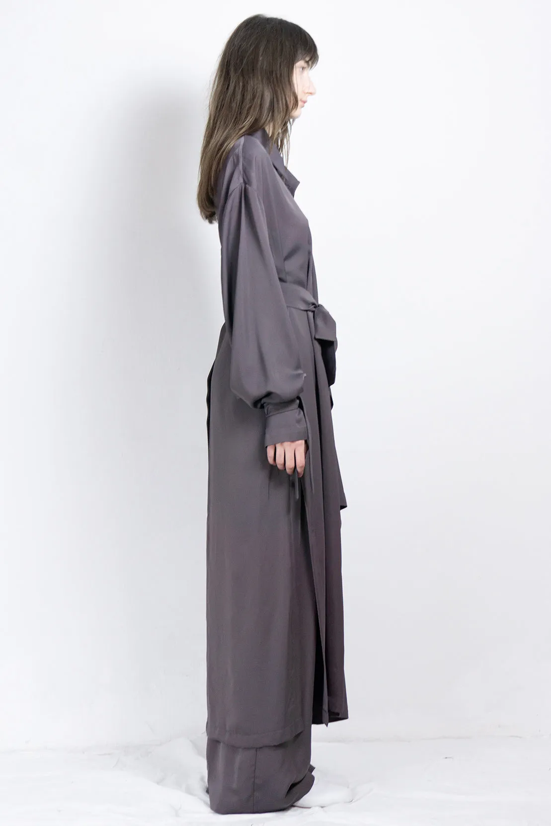 Asymmetric cupro coat