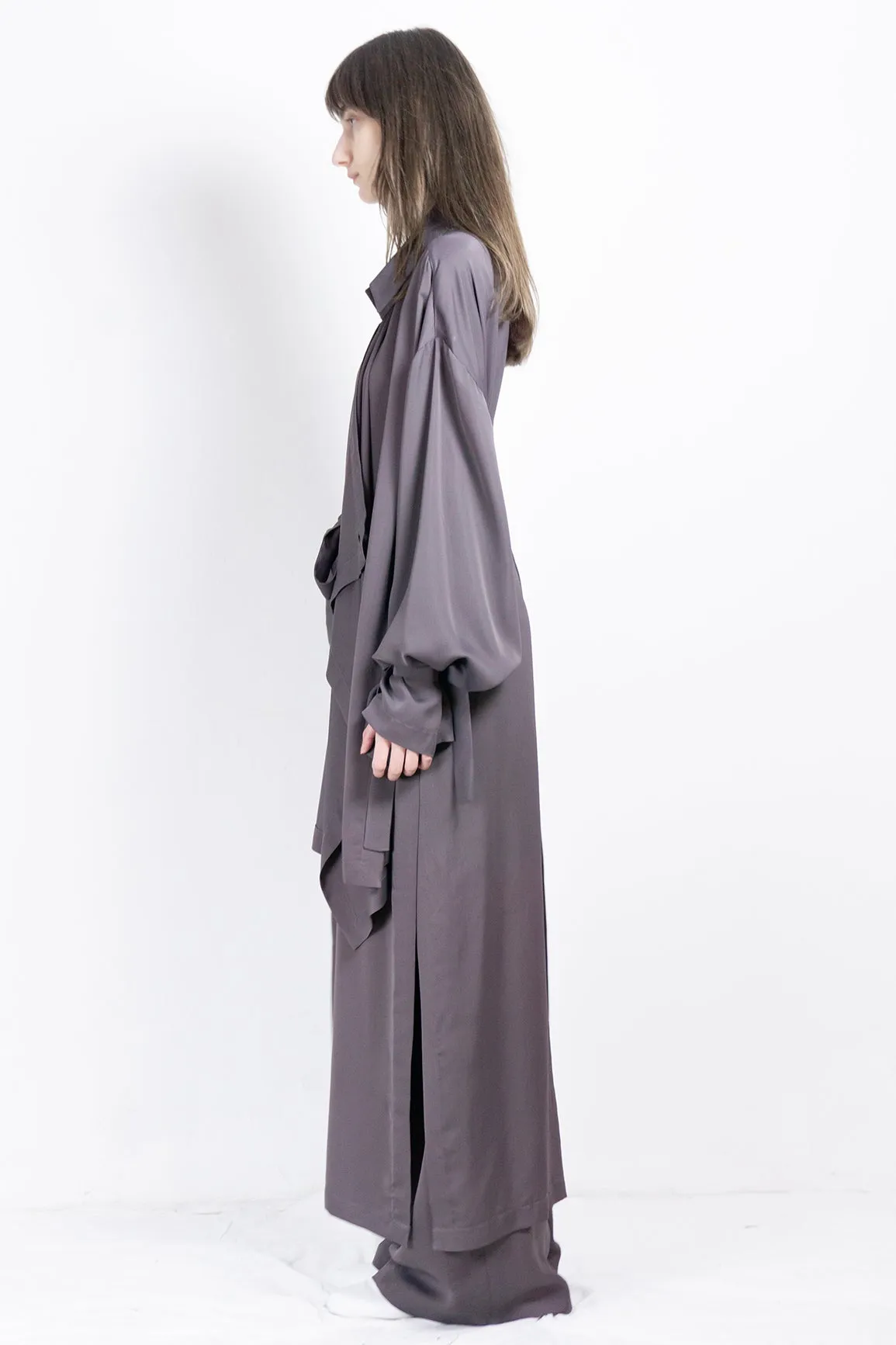 Asymmetric cupro coat