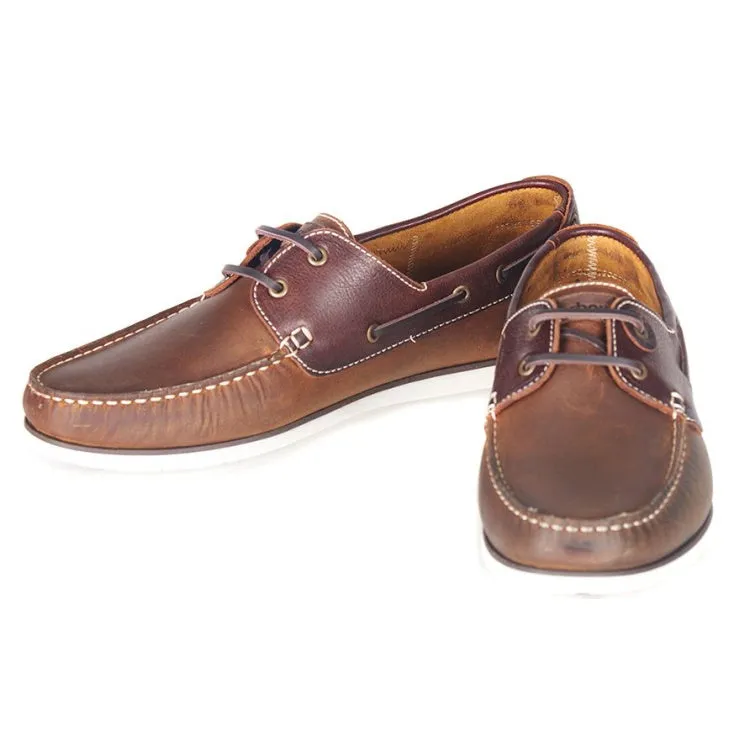 Barbour Capstan Boat Shoes - Beige/Brown Leather