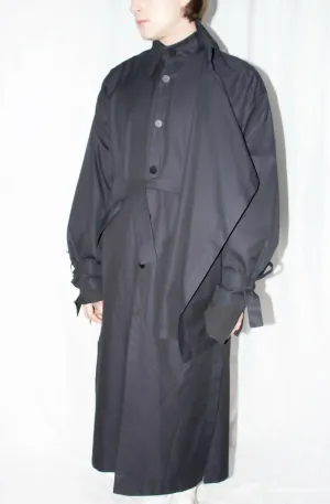 Black Asymmetric Twill Coat