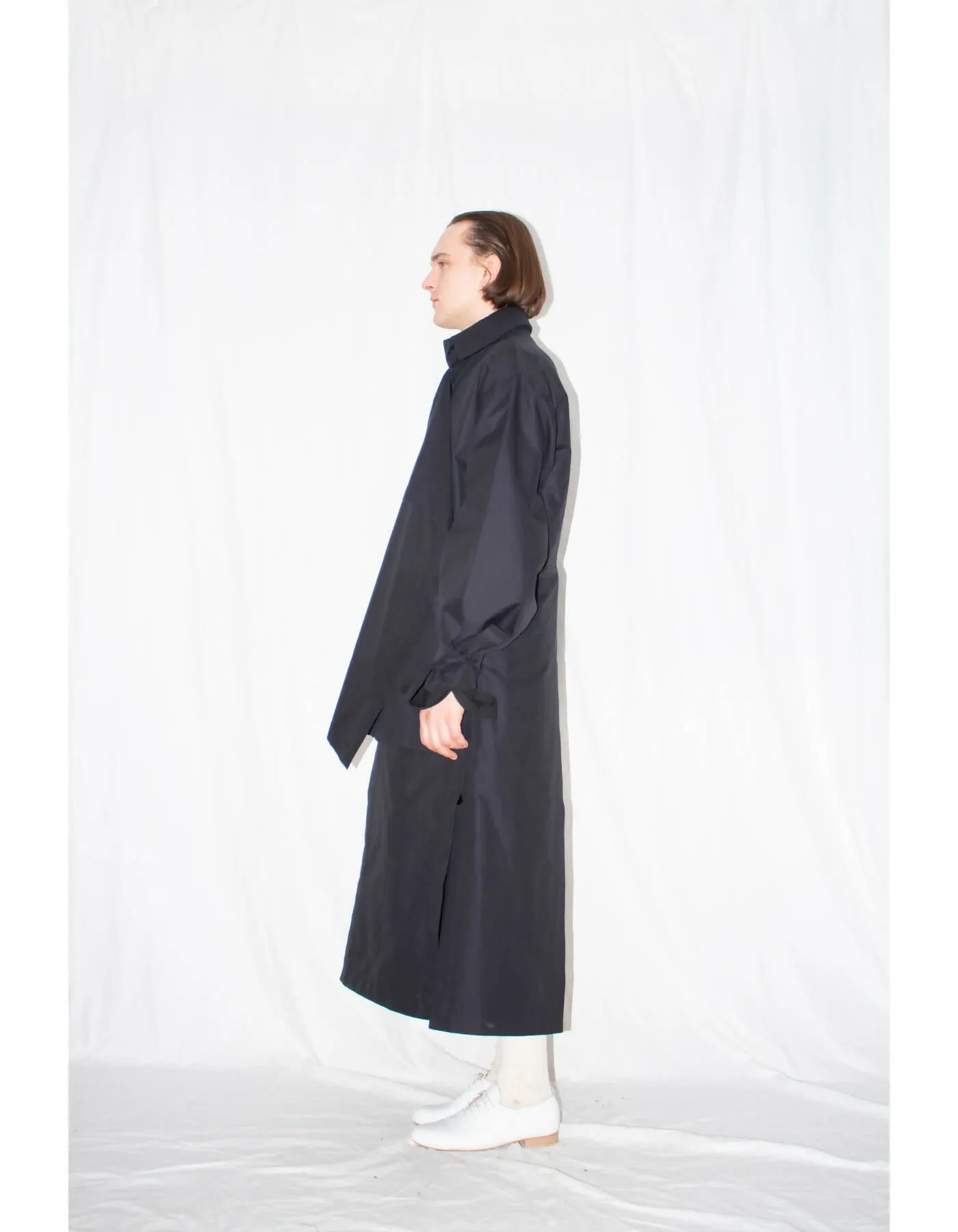 Black Asymmetric Twill Coat