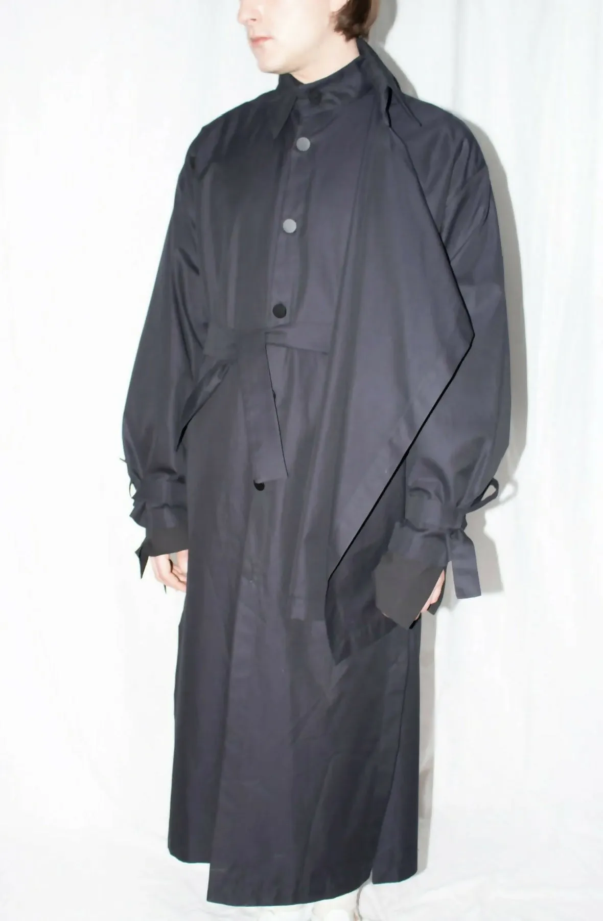 Black Asymmetric Twill Coat