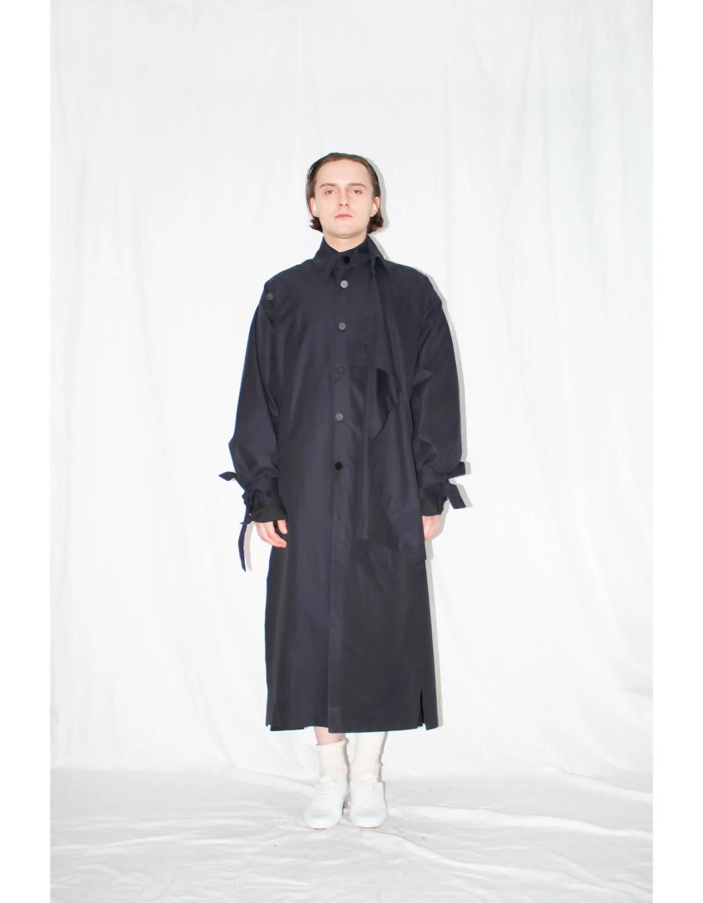 Black Asymmetric Twill Coat