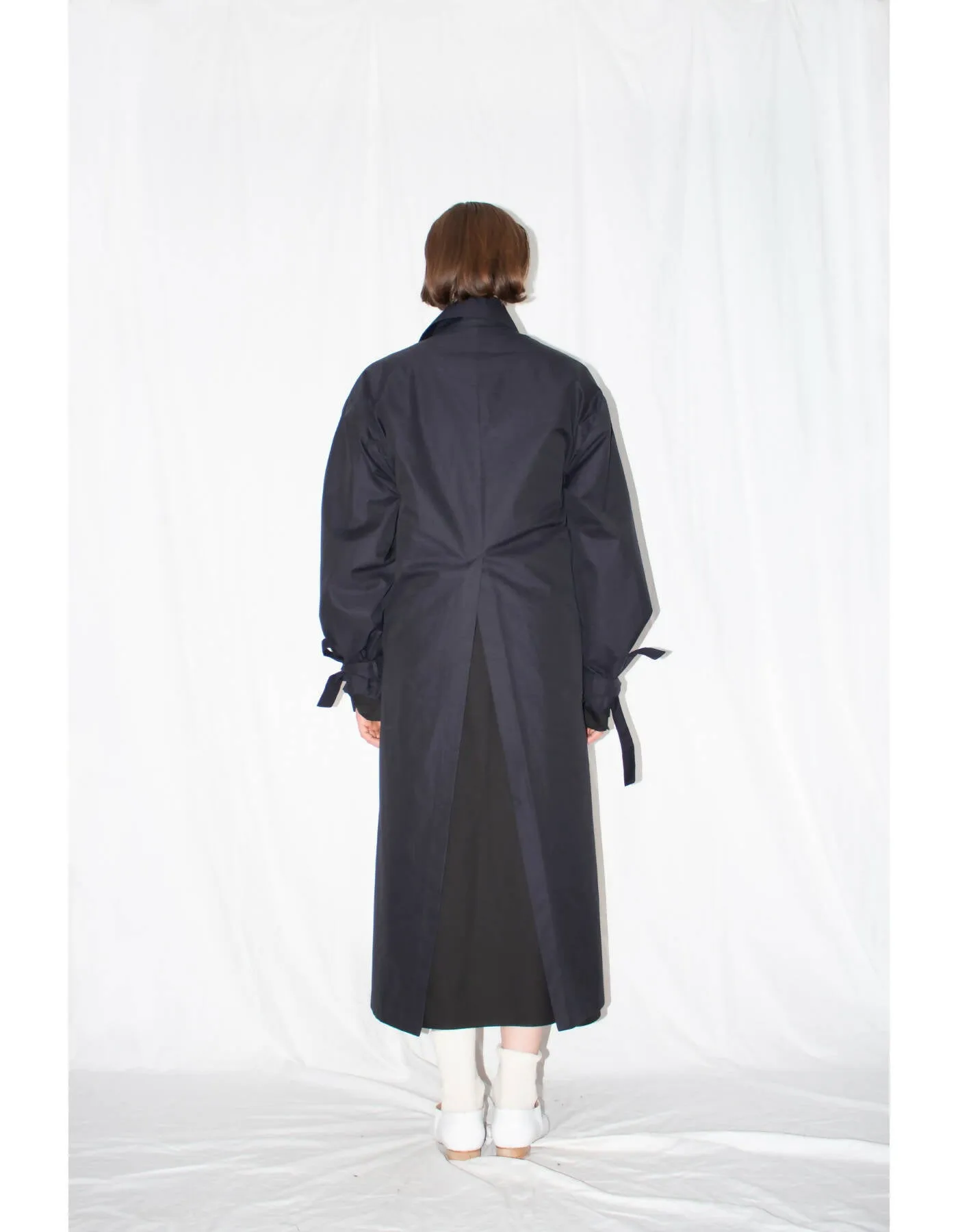 Black Asymmetric Twill Coat