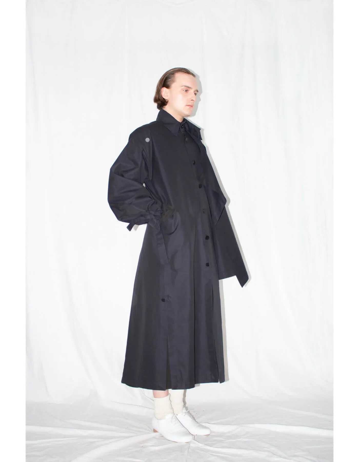 Black Asymmetric Twill Coat