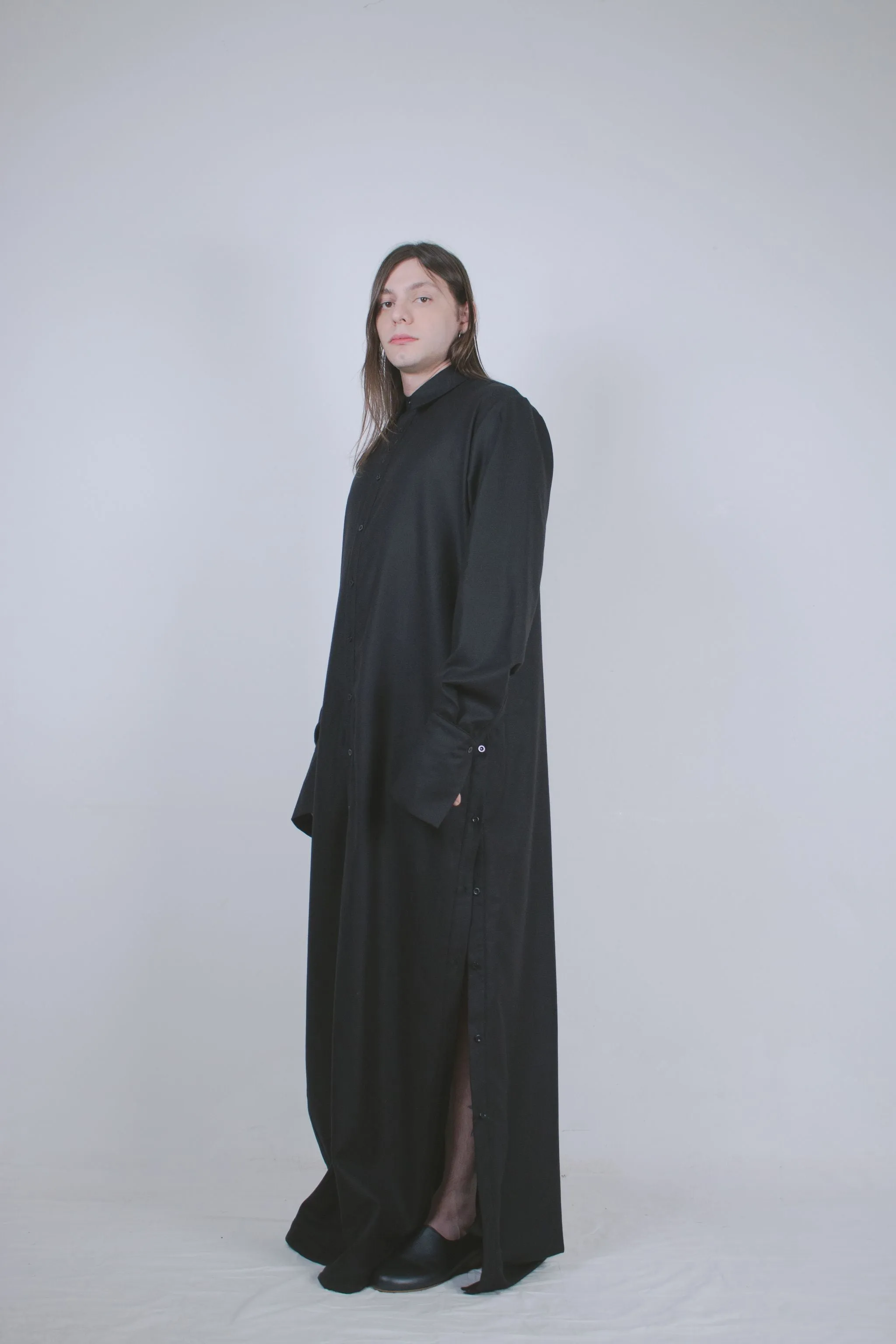 Black Wool Dual Shirt