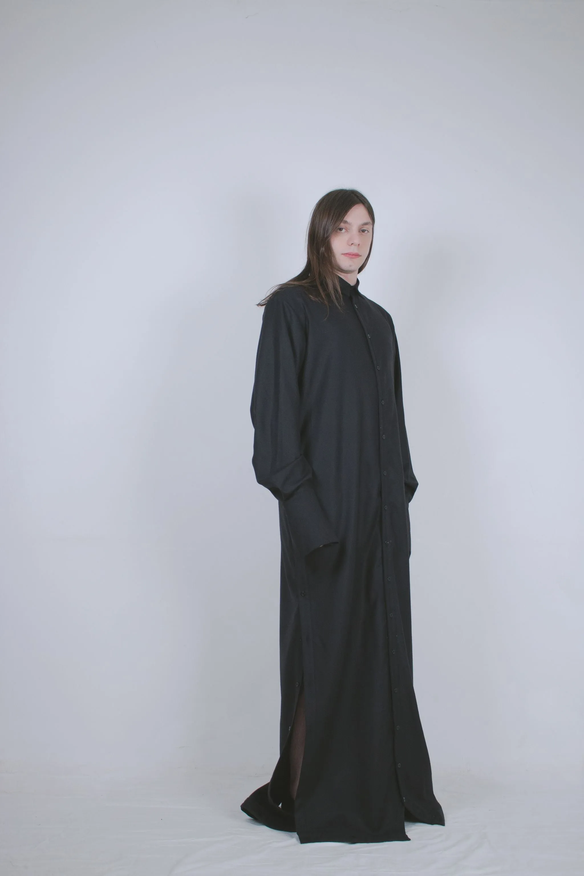 Black Wool Dual Shirt