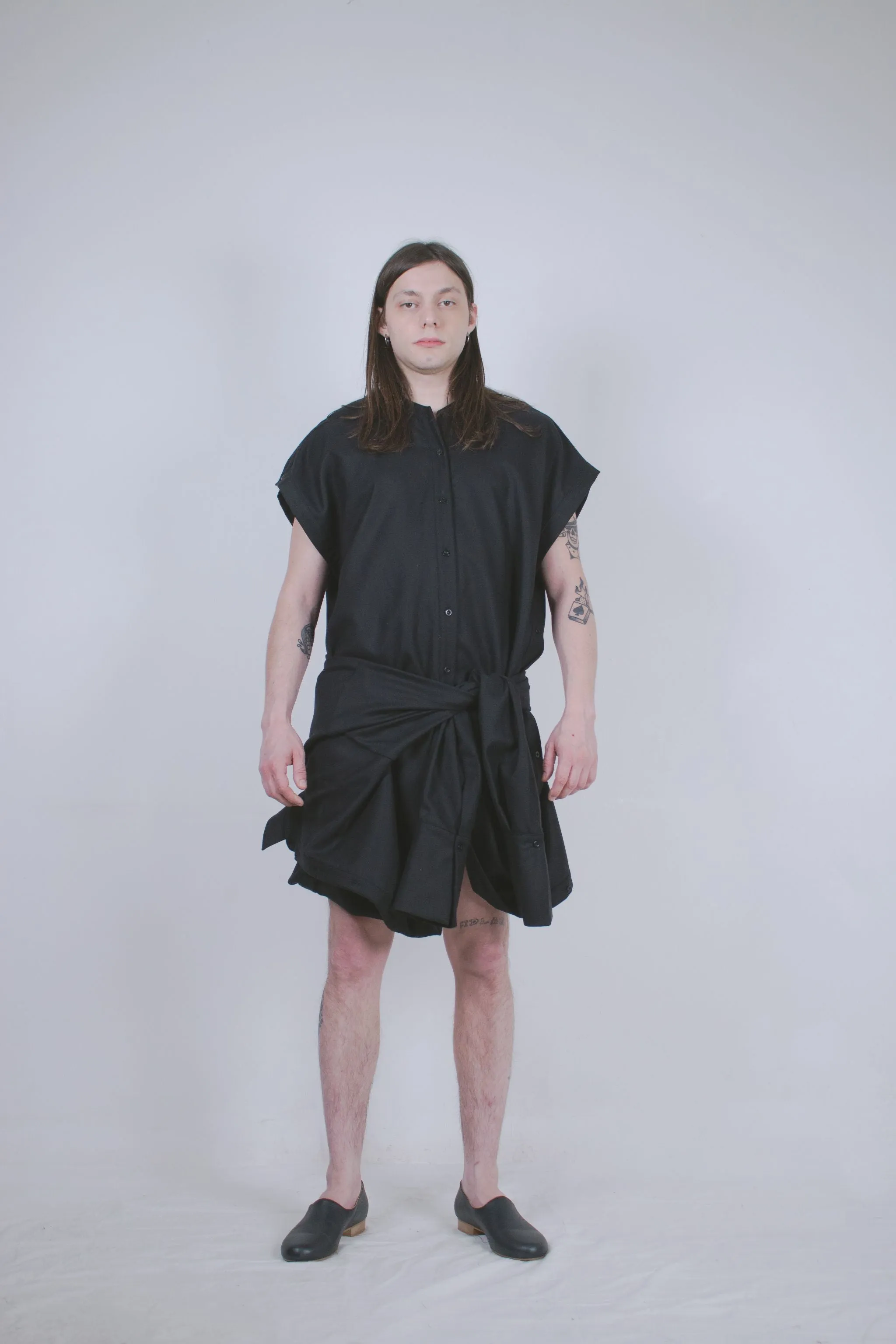 Black Wool Dual Shirt