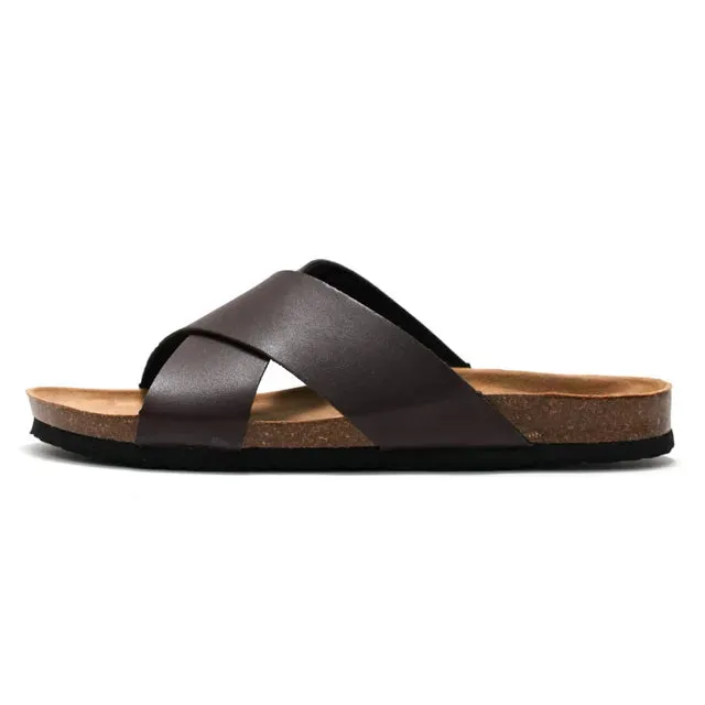 Cross Cork Solid PU Leather Sandals
