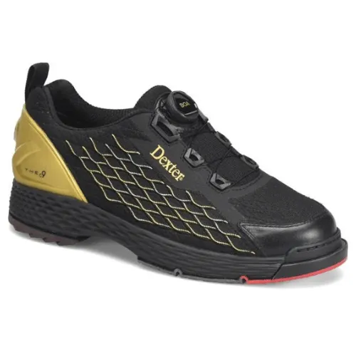 Dexter Mens THE C9 Knit BOA Black/Gold Wide Bowling Shoes