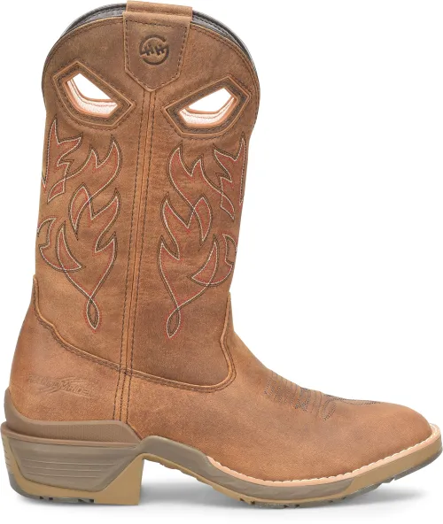 Double H Brown Feudal Round Toe Work Western Boots for Men