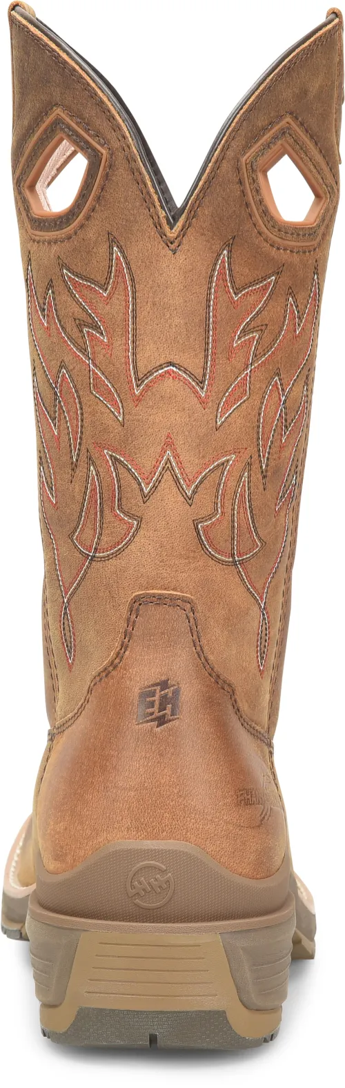 Double H Brown Feudal Round Toe Work Western Boots for Men