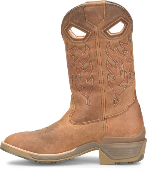 Double H Brown Feudal Round Toe Work Western Boots for Men