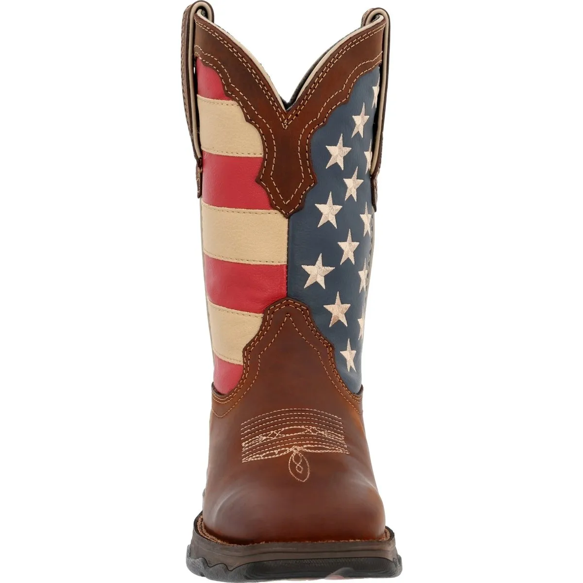 Durango Lady Rebel Pull-On Western Flag Women Work Boots Rd4414 In Brown
