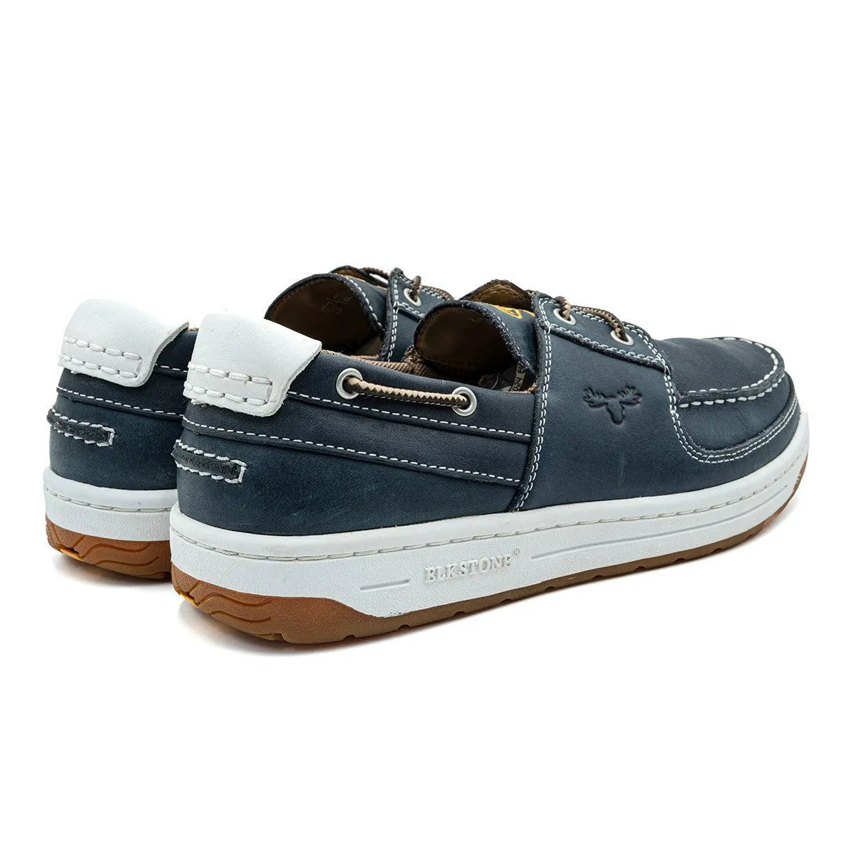 Elkstone Casual Boat Shoes Leather Blue Colour For Men