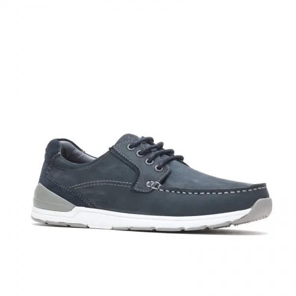 FLYNN Mens Leather Boat Shoes Navy