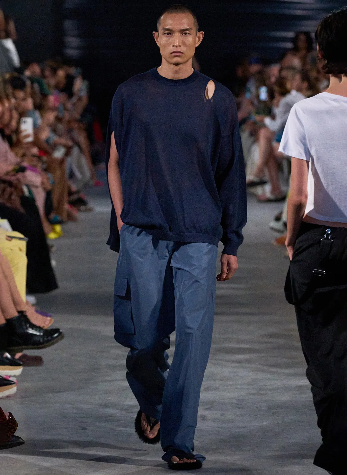 Italian Sporty Nylon Wide Leg Pull on Pant