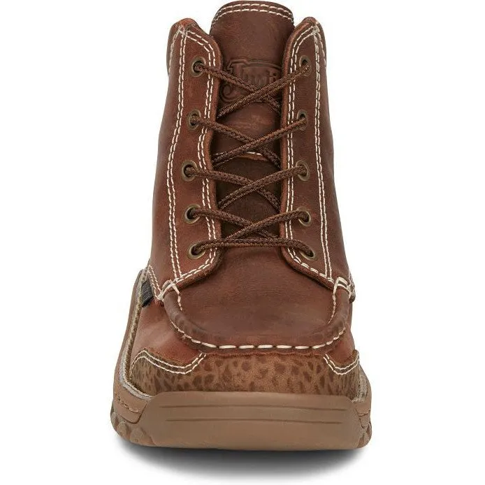 Justin Men's Corbett 5" Alloy Toe WP Western Work Boot -Brown- SE253
