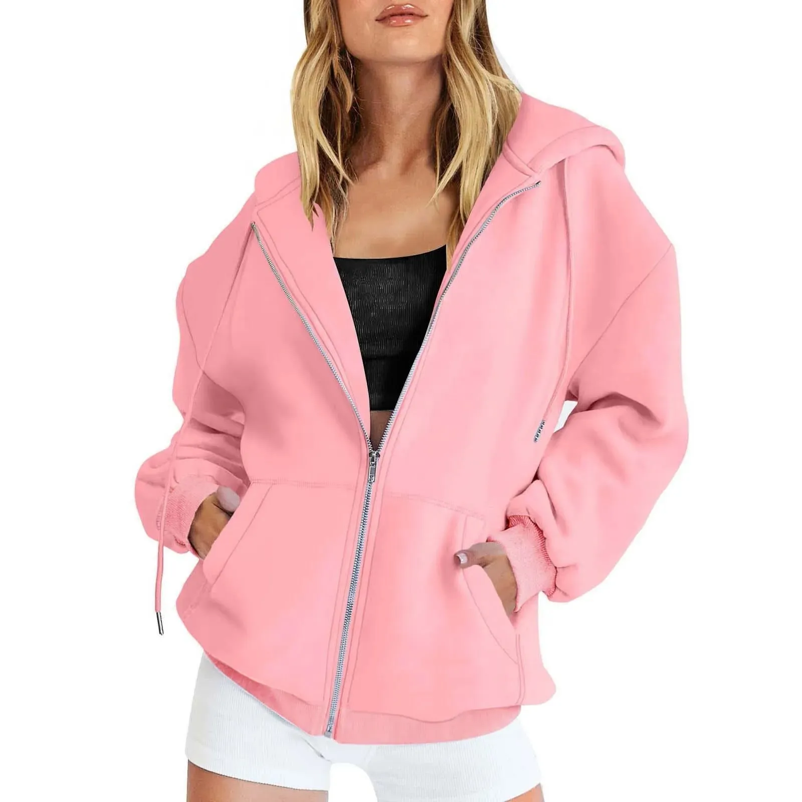 LVSANW Art Floral Printing Zip Up Hoodie Women Zipper Pullover Sweater Autumn Coat Zipper Jacket Women Tops Fashion Long Sleeves Hoodie