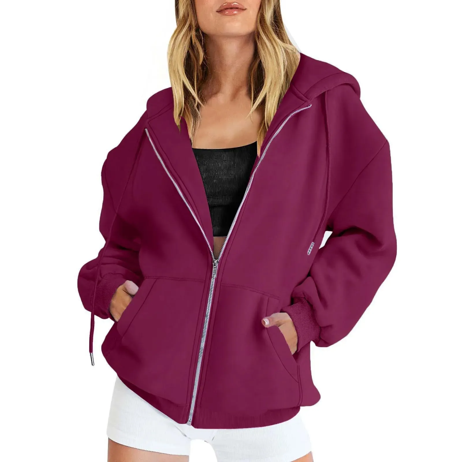 LVSANW Art Floral Printing Zip Up Hoodie Women Zipper Pullover Sweater Autumn Coat Zipper Jacket Women Tops Fashion Long Sleeves Hoodie