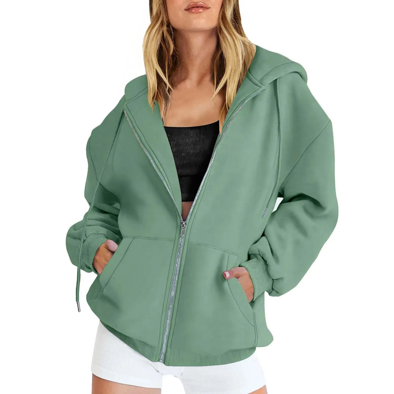 LVSANW Art Floral Printing Zip Up Hoodie Women Zipper Pullover Sweater Autumn Coat Zipper Jacket Women Tops Fashion Long Sleeves Hoodie