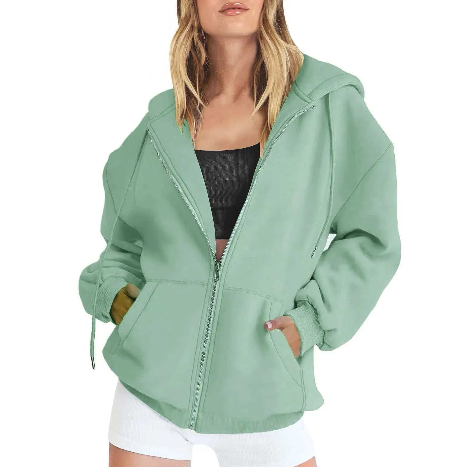LVSANW Art Floral Printing Zip Up Hoodie Women Zipper Pullover Sweater Autumn Coat Zipper Jacket Women Tops Fashion Long Sleeves Hoodie