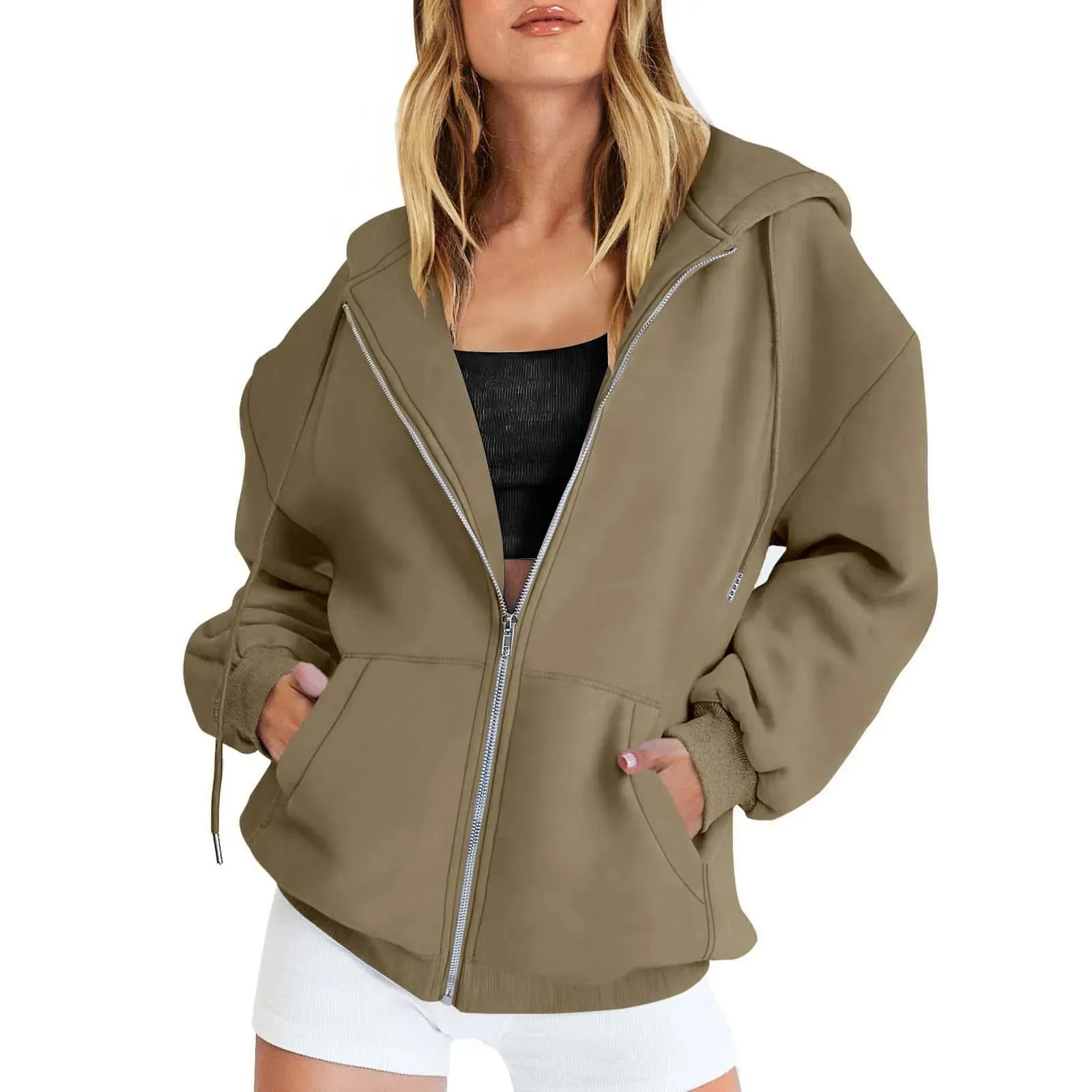 LVSANW Art Floral Printing Zip Up Hoodie Women Zipper Pullover Sweater Autumn Coat Zipper Jacket Women Tops Fashion Long Sleeves Hoodie