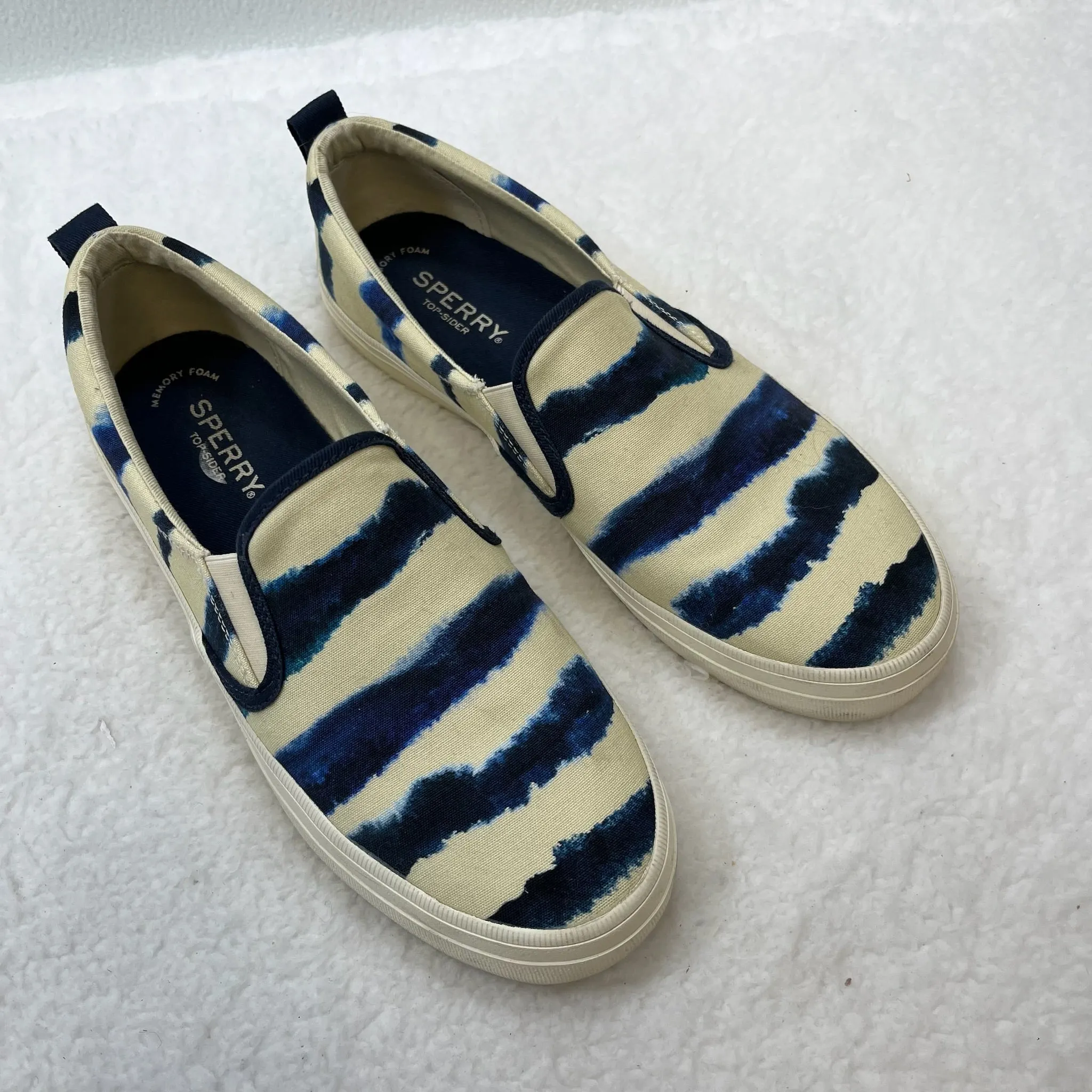 Navy Shoes Flats Boat Sperry, Size 8.5