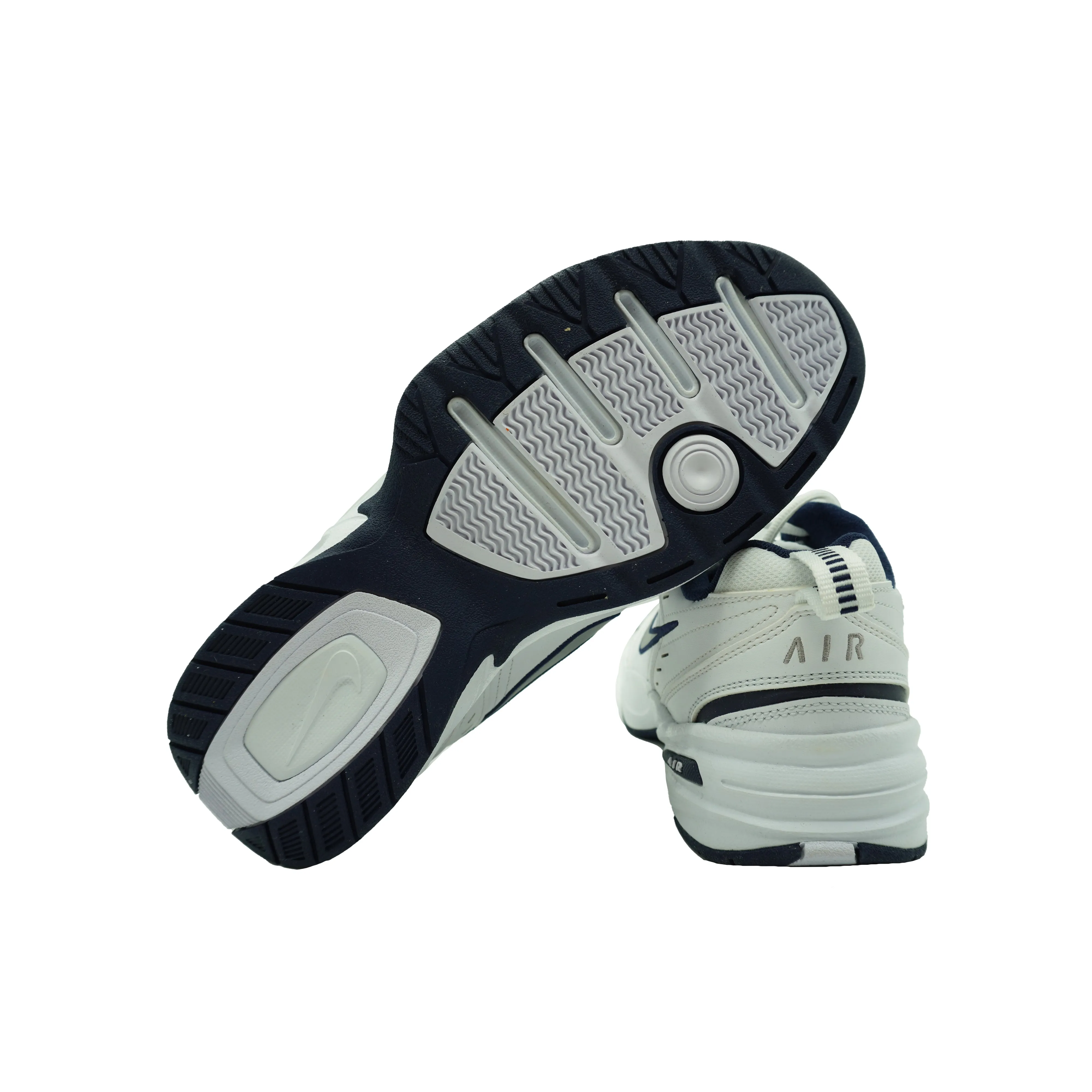 Nike Men's Air Monarch IV Cross Trainer Athletic Shoes White Navy Blue Size 9 4E