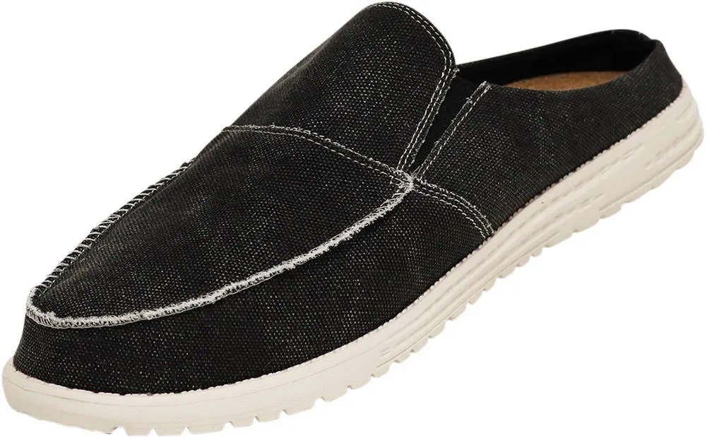 Norty Mens 8-13 Black Slip-On Boat Shoes
