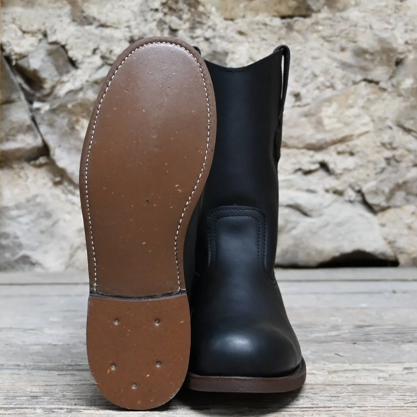 Nutted Calf Trucker in Black with Steel Toe