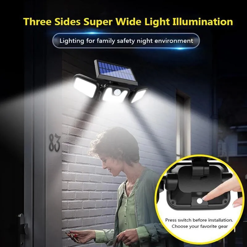 Solar Dual Head Adjustable Spotlight w/PIR Motion Sensor Waterproof