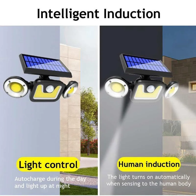 Solar Dual Head Adjustable Spotlight w/PIR Motion Sensor Waterproof