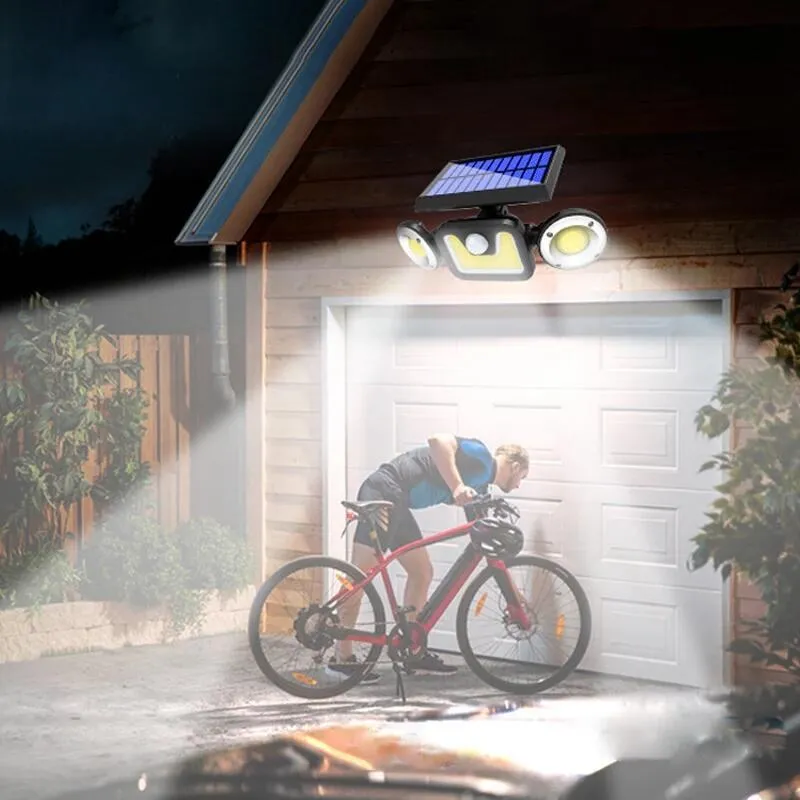 Solar Dual Head Adjustable Spotlight w/PIR Motion Sensor Waterproof
