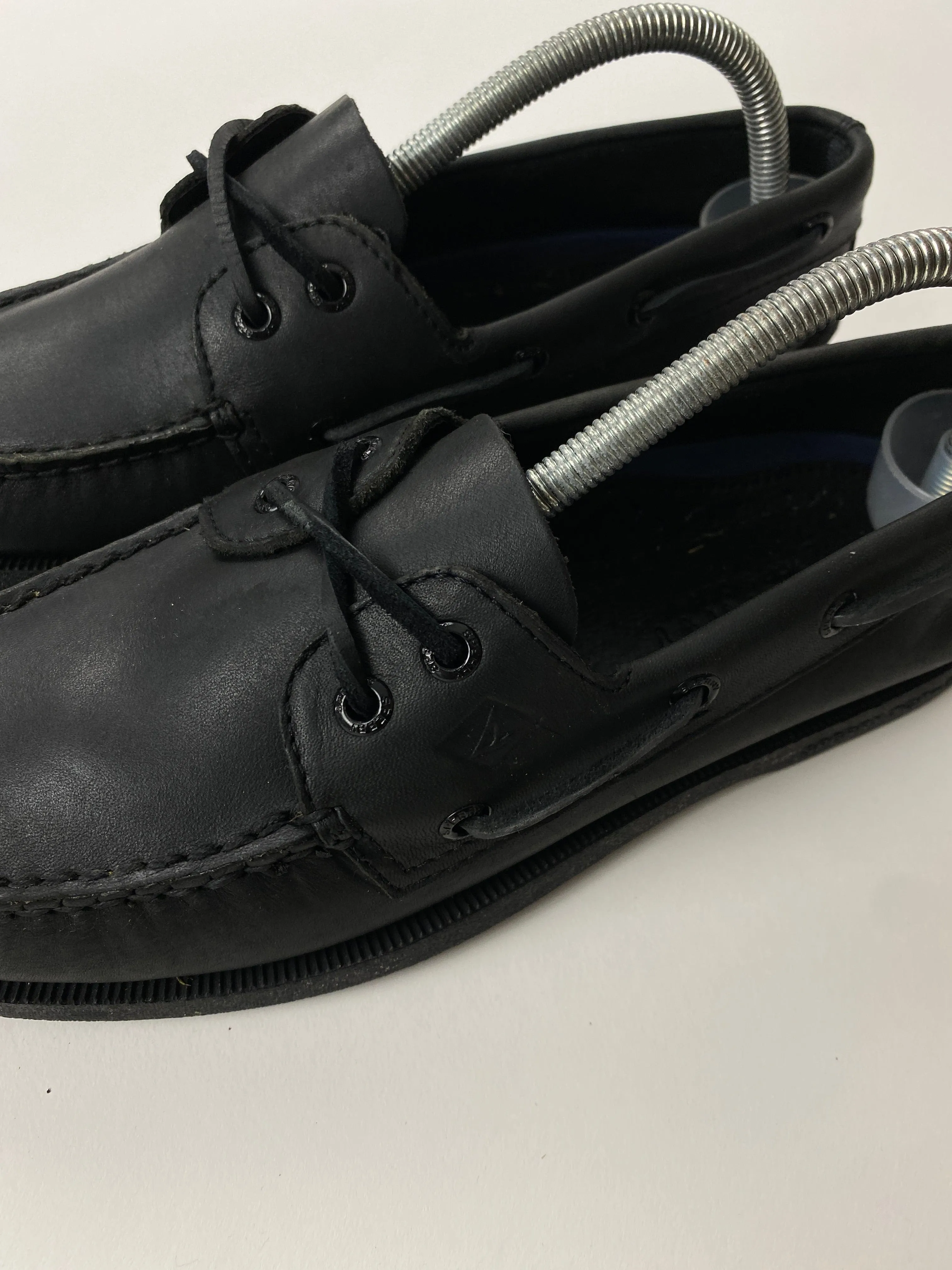Sperry Boat Shoes Mens 8 Black Leather