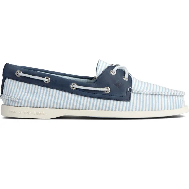 Sperry Top-Sider A/O 2-Eye Leather Rounded Toe Slip On Loafer Boat Shoes BLUE
