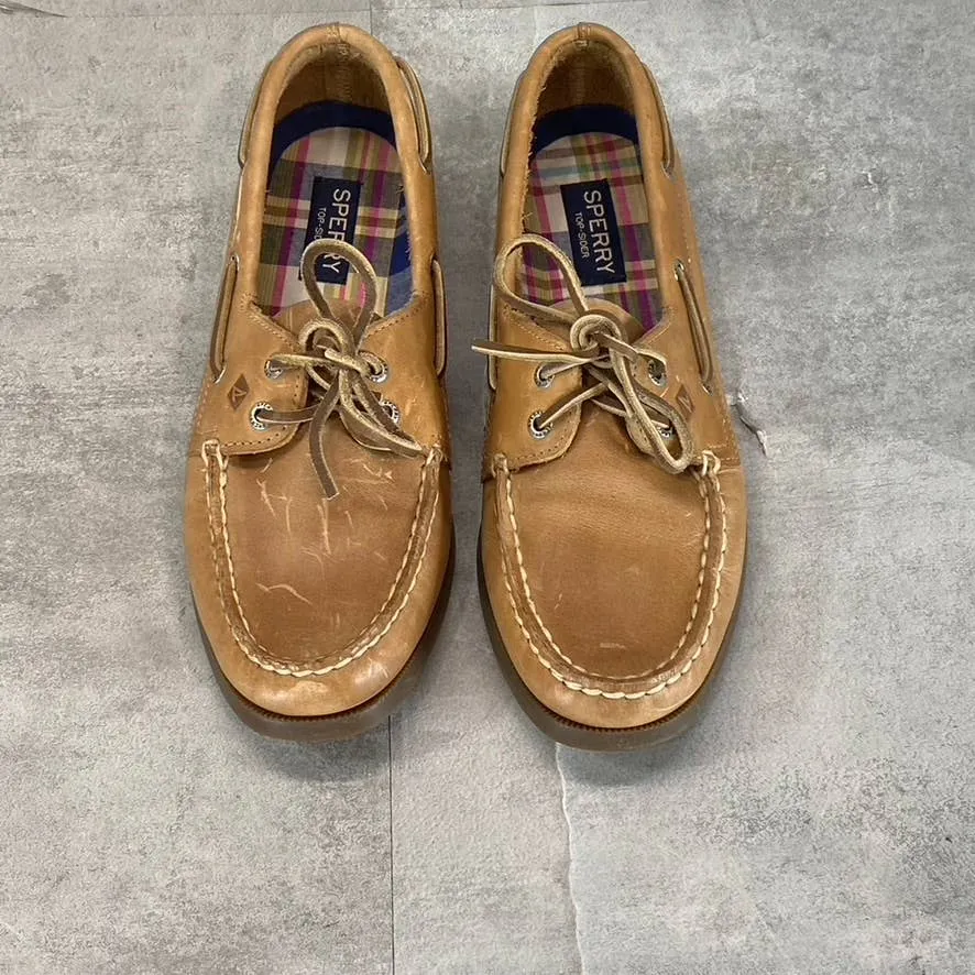 SPERRY Women's Sahara Leather A/O Slip-On Lace-Up Moc-Toe Boat Shoes SZ 8.5
