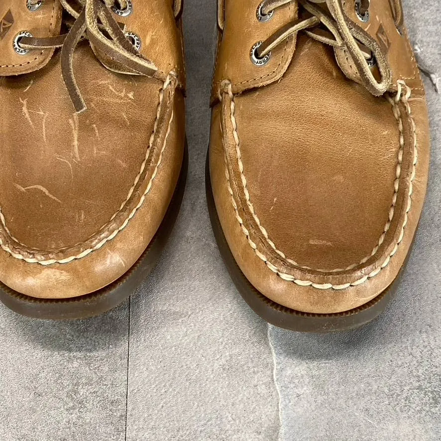 SPERRY Women's Sahara Leather A/O Slip-On Lace-Up Moc-Toe Boat Shoes SZ 8.5