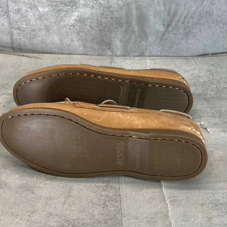 SPERRY Women's Sahara Leather A/O Slip-On Lace-Up Moc-Toe Boat Shoes SZ 8.5