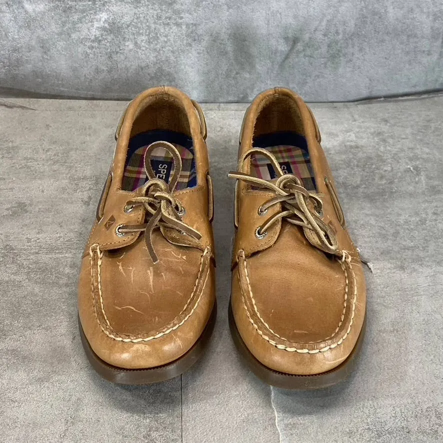 SPERRY Women's Sahara Leather A/O Slip-On Lace-Up Moc-Toe Boat Shoes SZ 8.5